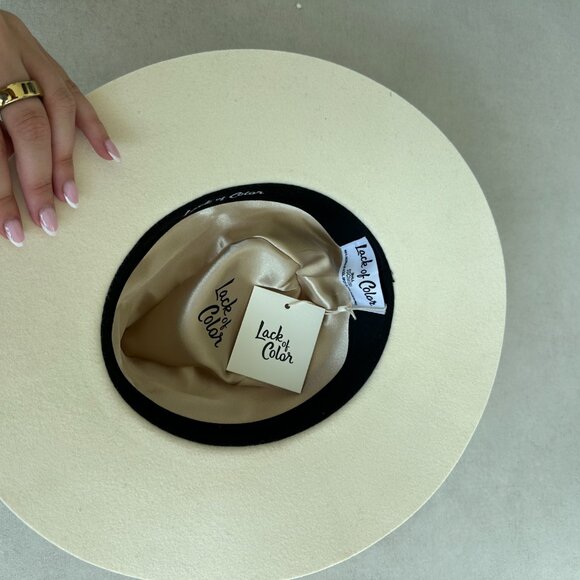 NWT Lack of Color Ivy Beverly Wool Felt Fedora Hat Ivory French Ribbon Band - Picture 12 of 13